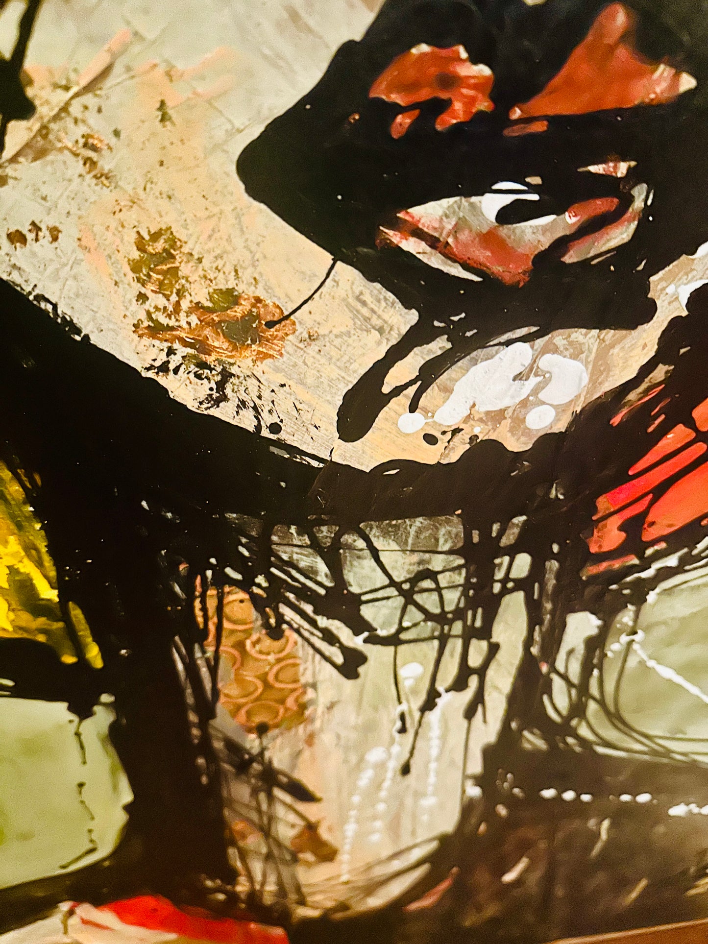 Large 40x60” Original painting on wide gallery edge canvas Abstract,splatter, contour portrait w/ mixed media