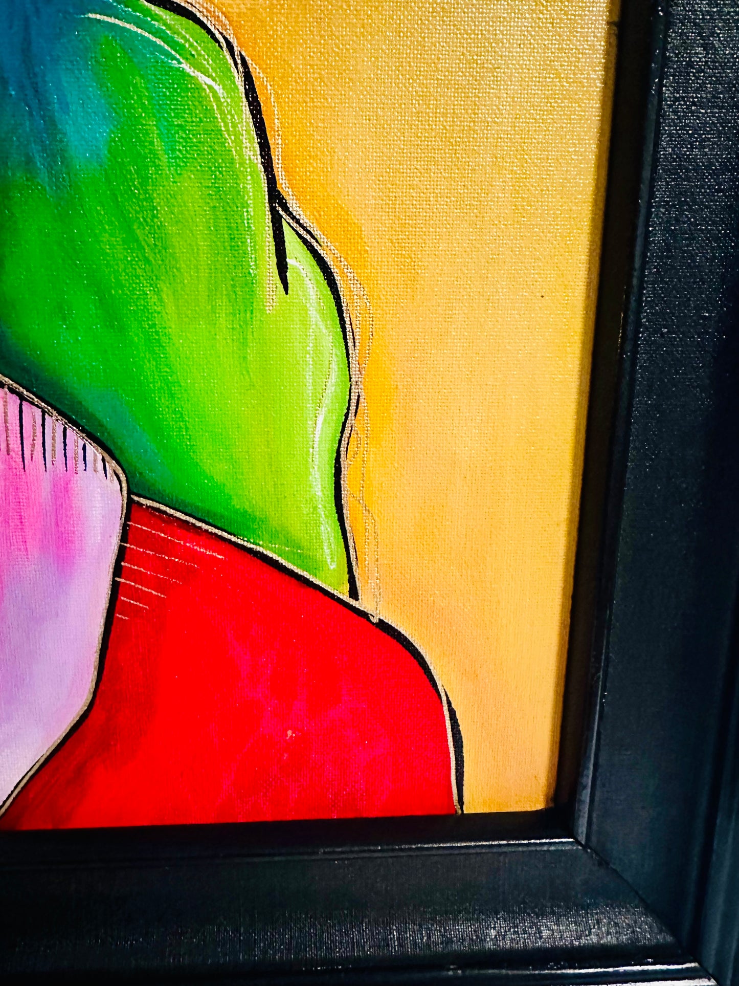 Original painting on canvas in black frame 22x26 Abstract Portrait