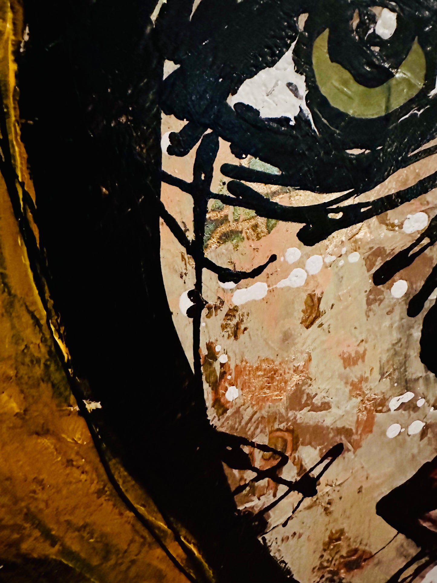 Large 40x60” Original painting on wide gallery edge canvas Abstract,splatter, contour portrait w/ mixed media