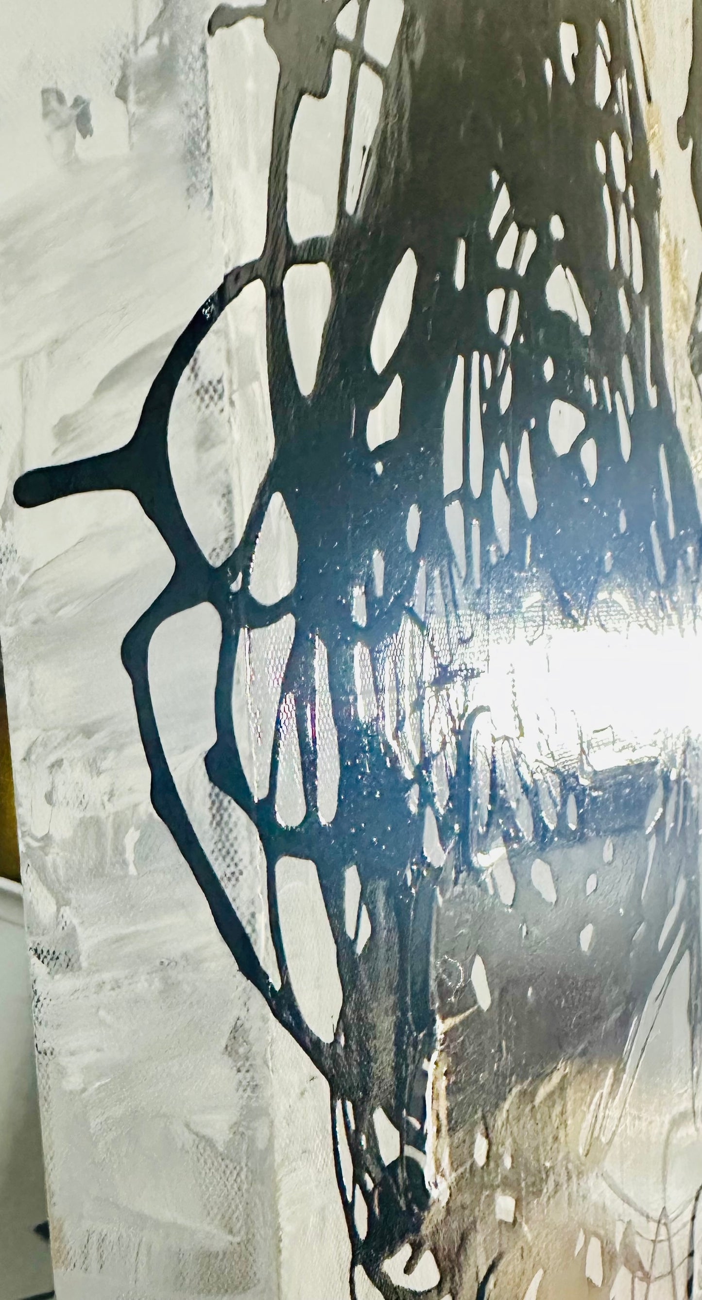 19x27” Original painting on gallery edge canvas Abstract,splatter, contour portrait.