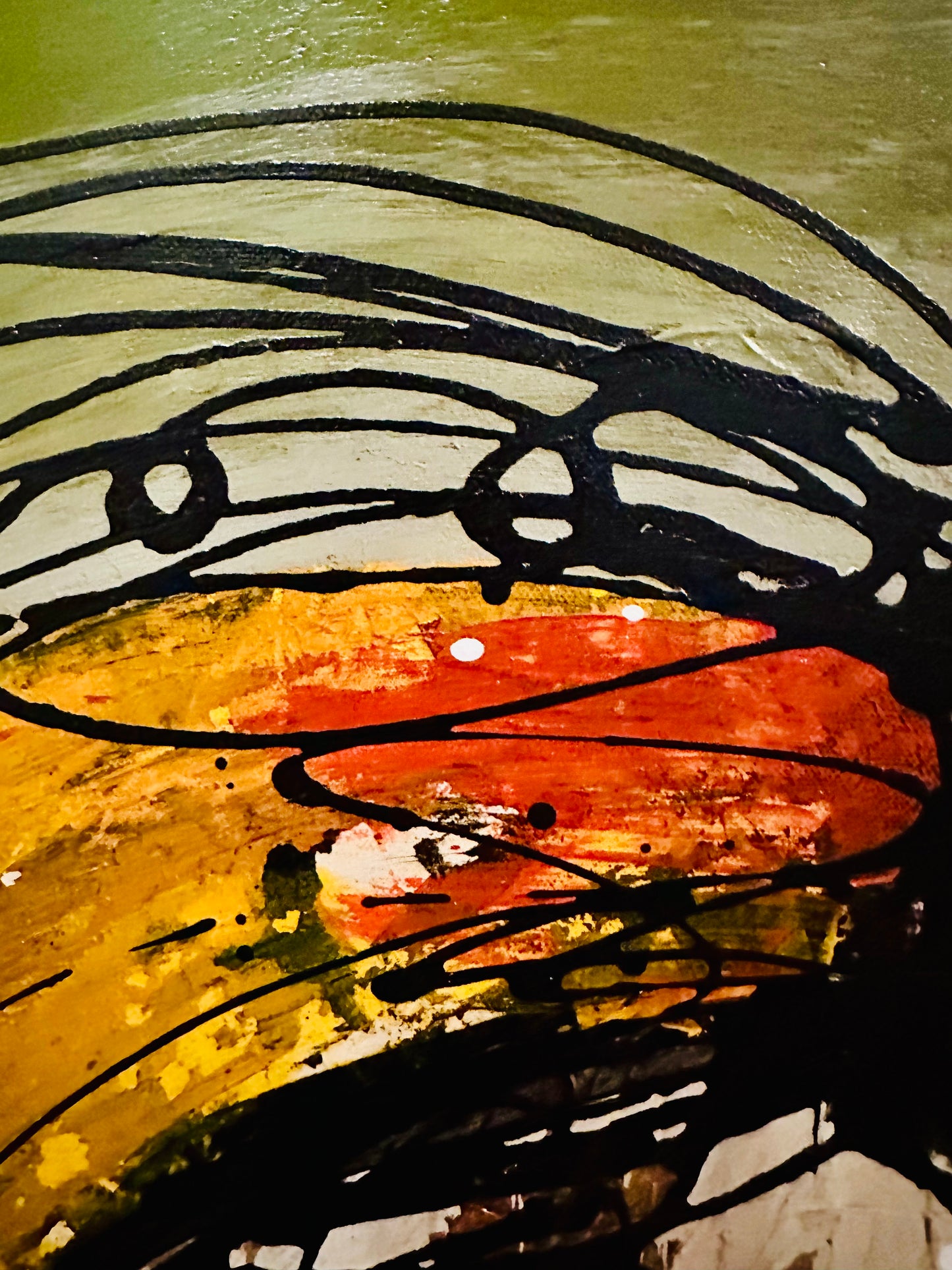 Large 40x60” Original painting on wide gallery edge canvas Abstract,splatter, contour portrait w/ mixed media