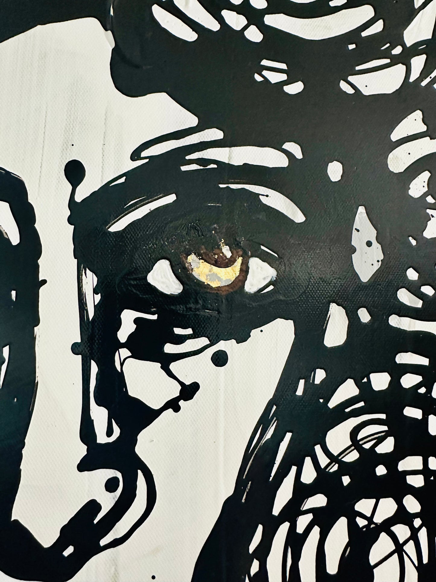 19x27” Original painting on gallery edge canvas Abstract,splatter, contour portrait.
