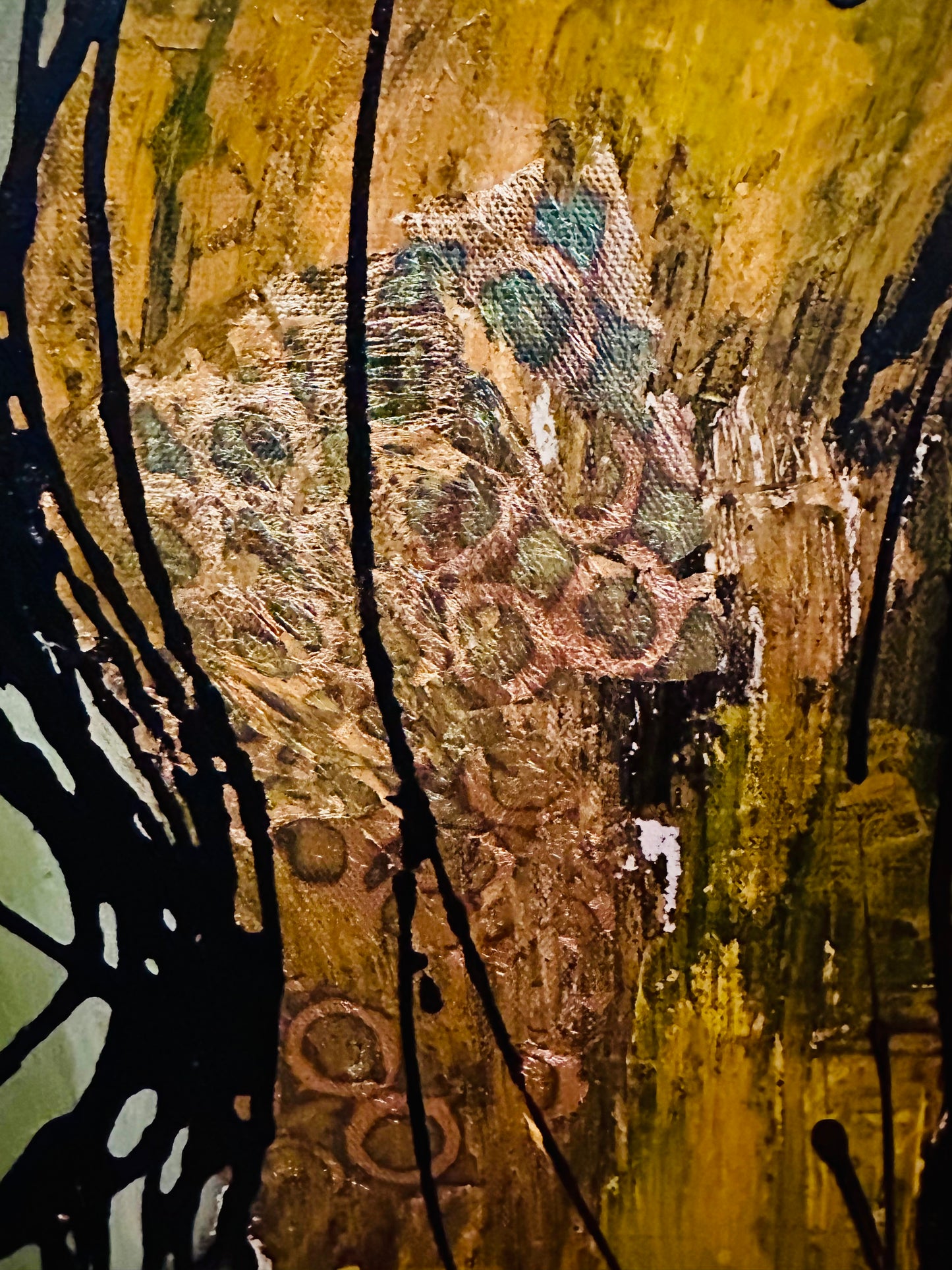 Large 40x60” Original painting on wide gallery edge canvas Abstract,splatter, contour portrait w/ mixed media