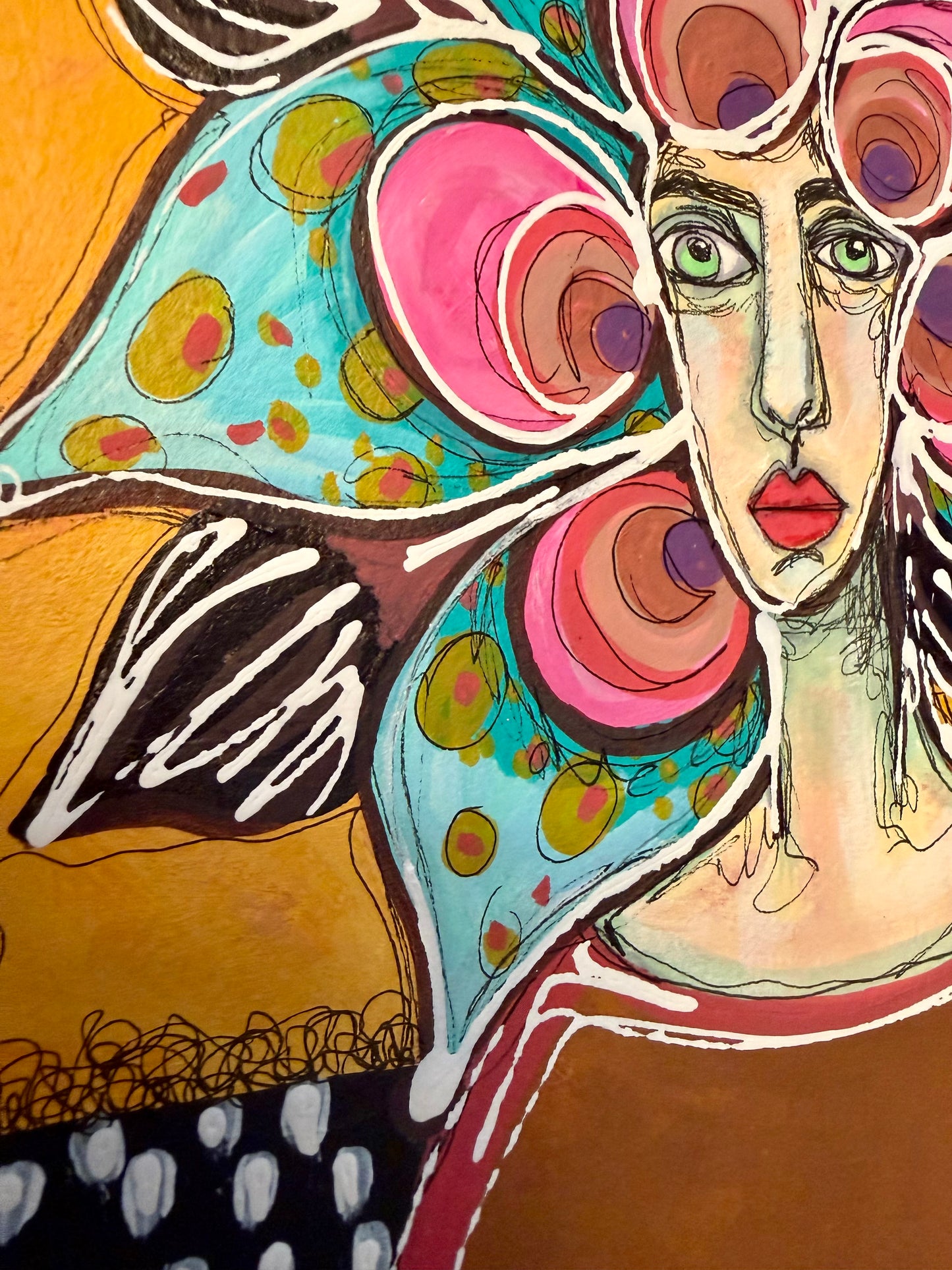 8x10” Original, signed painting on heavyweight archival paper. Abstract portrait-acrylic & ink, unframed.