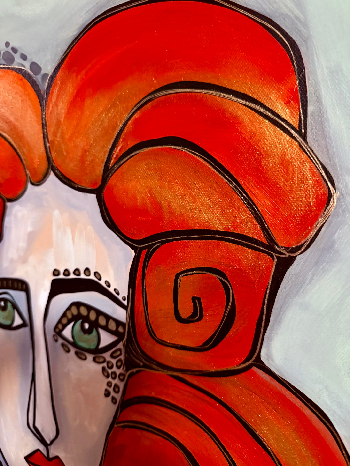 Original, signed painting-24x30” painted edge canvas: Abstract portrait w/ mixed media