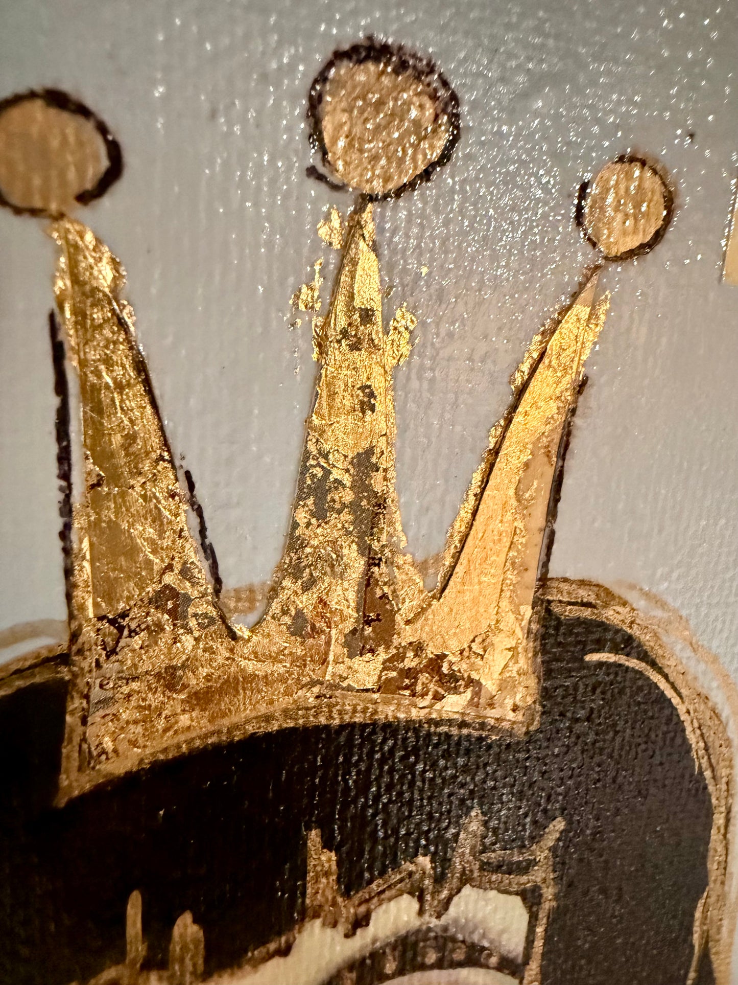 Original, signed mini /slender painting on canvas  Abstract portrait w/mixed media 4x12”