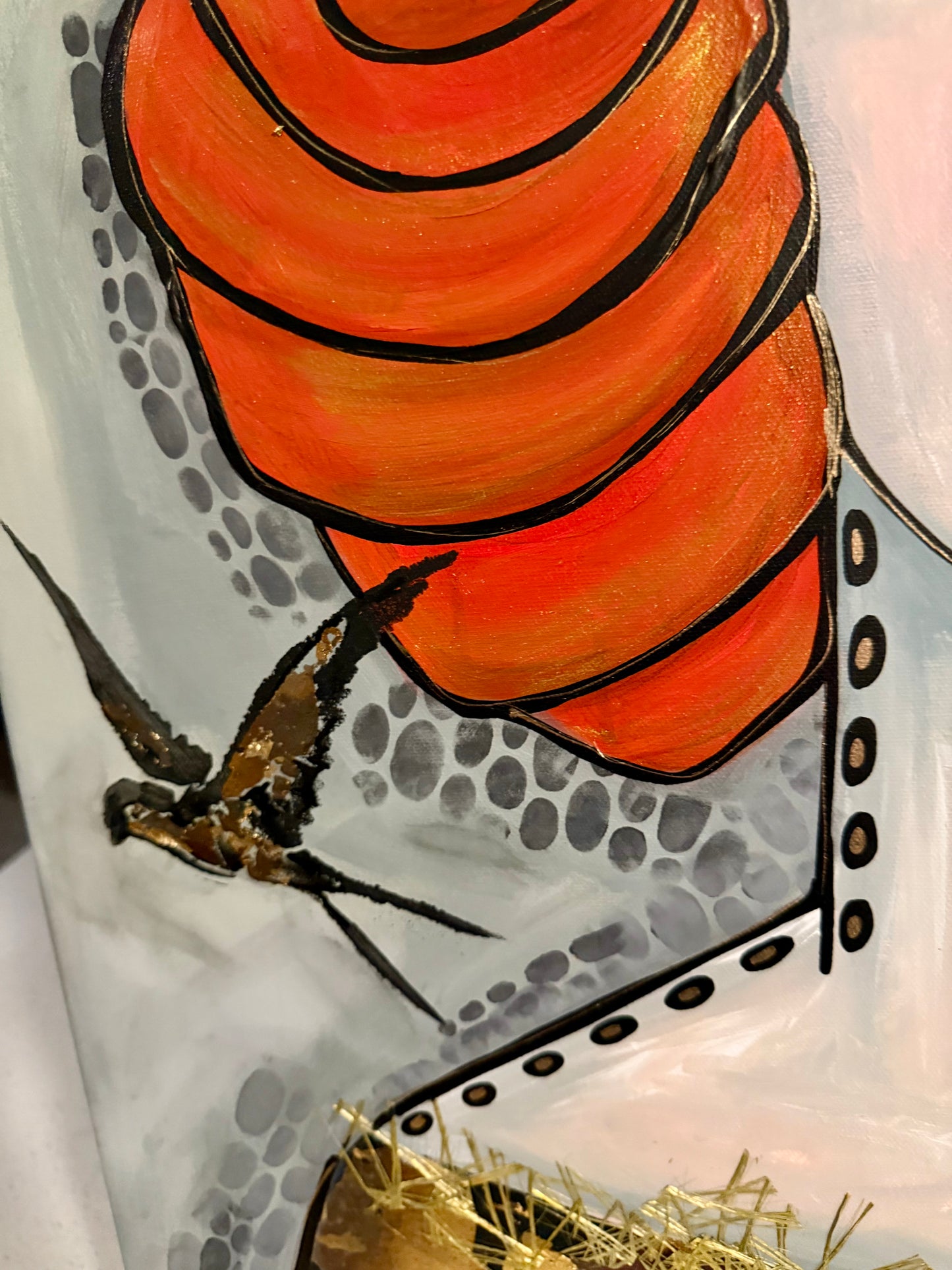 Original, signed painting-24x30” painted edge canvas: Abstract portrait w/ mixed media