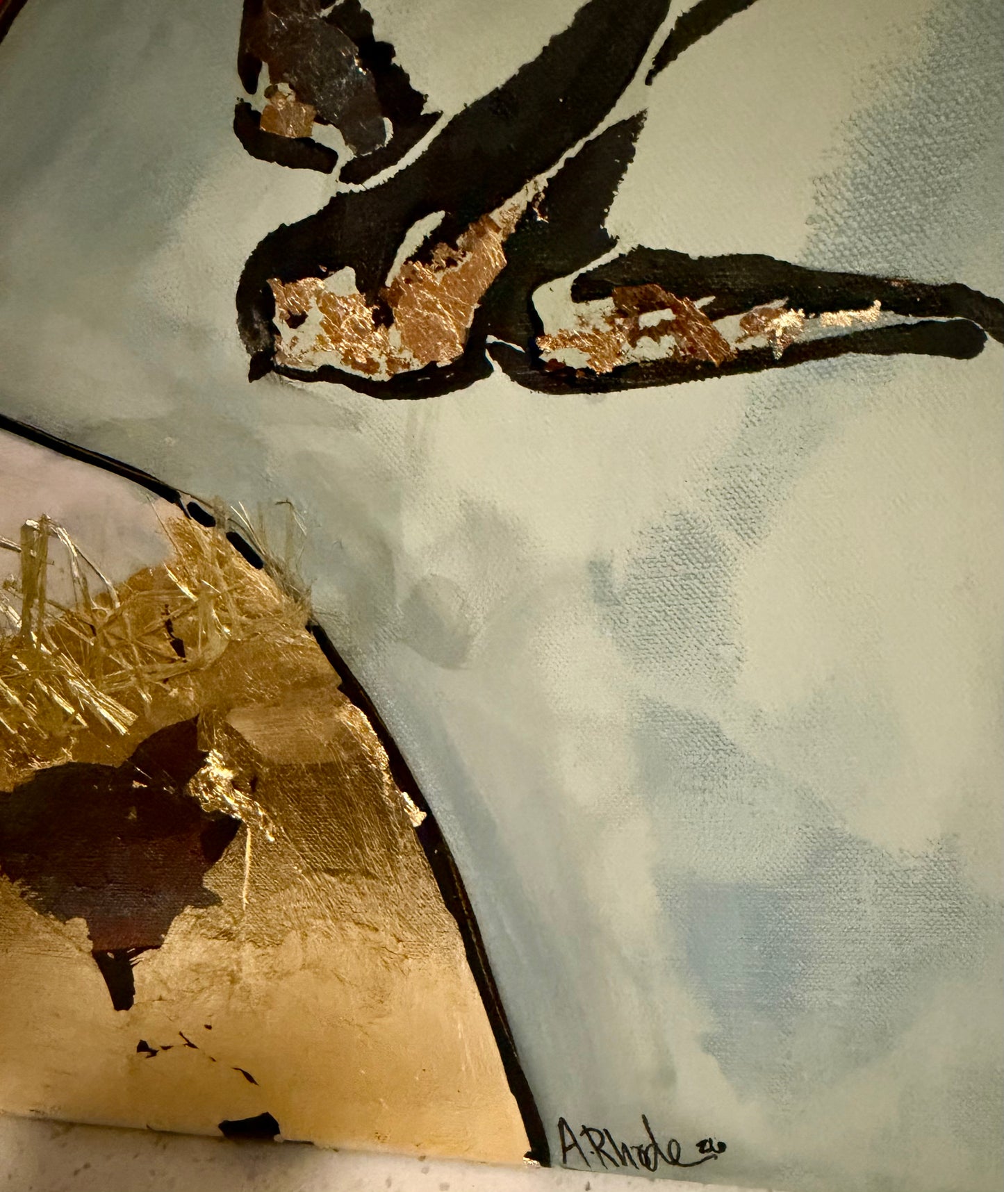 Original, signed painting-24x30” painted edge canvas: Abstract portrait w/ mixed media