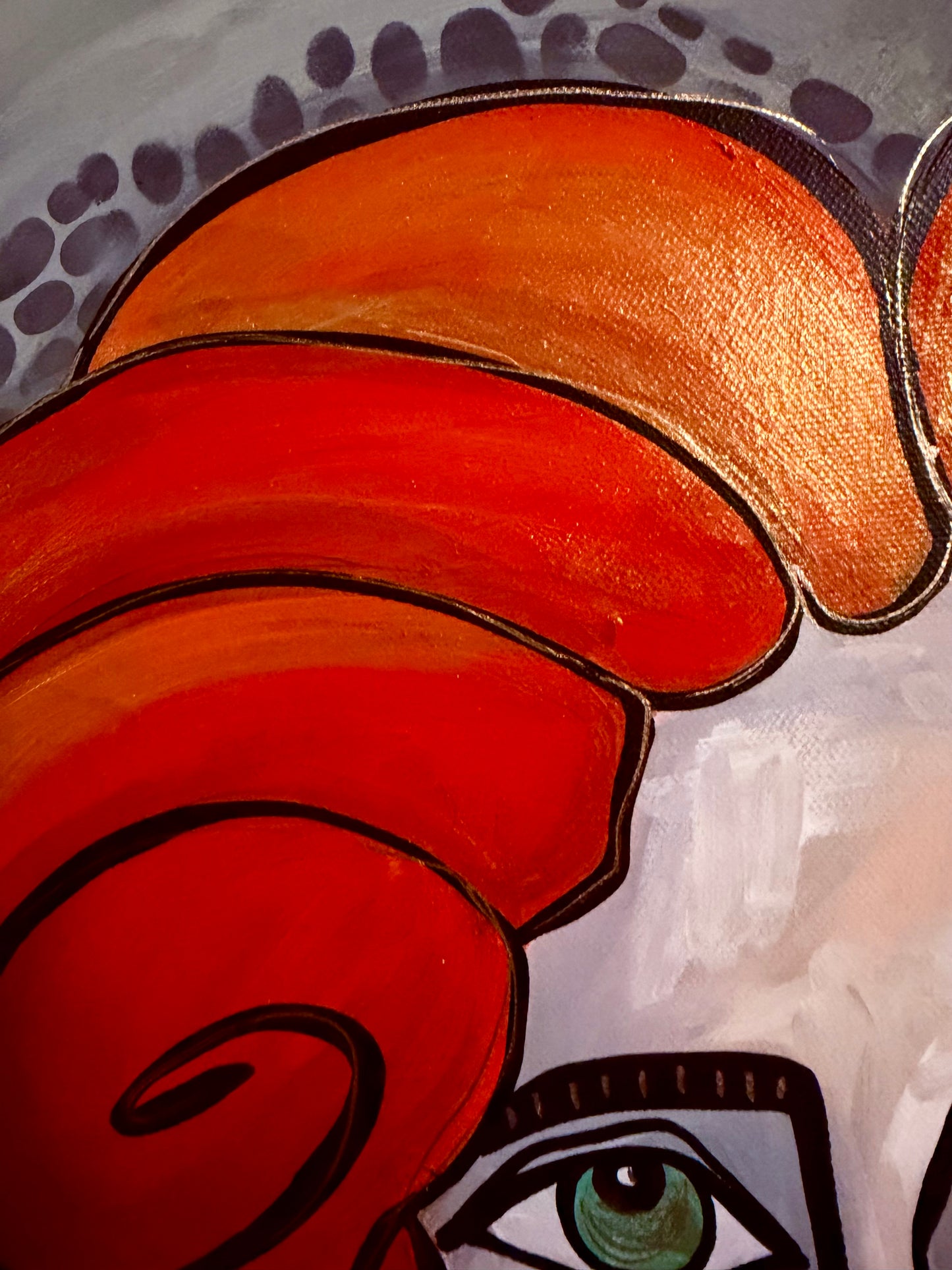 Original, signed painting-24x30” painted edge canvas: Abstract portrait w/ mixed media