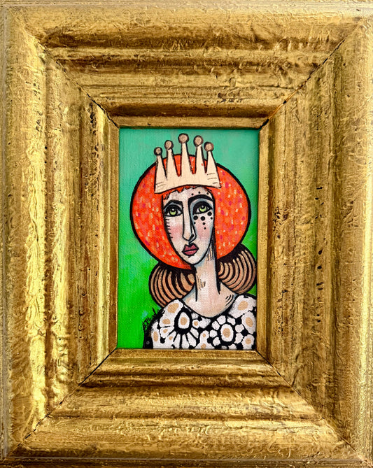 Original,signed mini painting on canvas board in gold frame 10x12