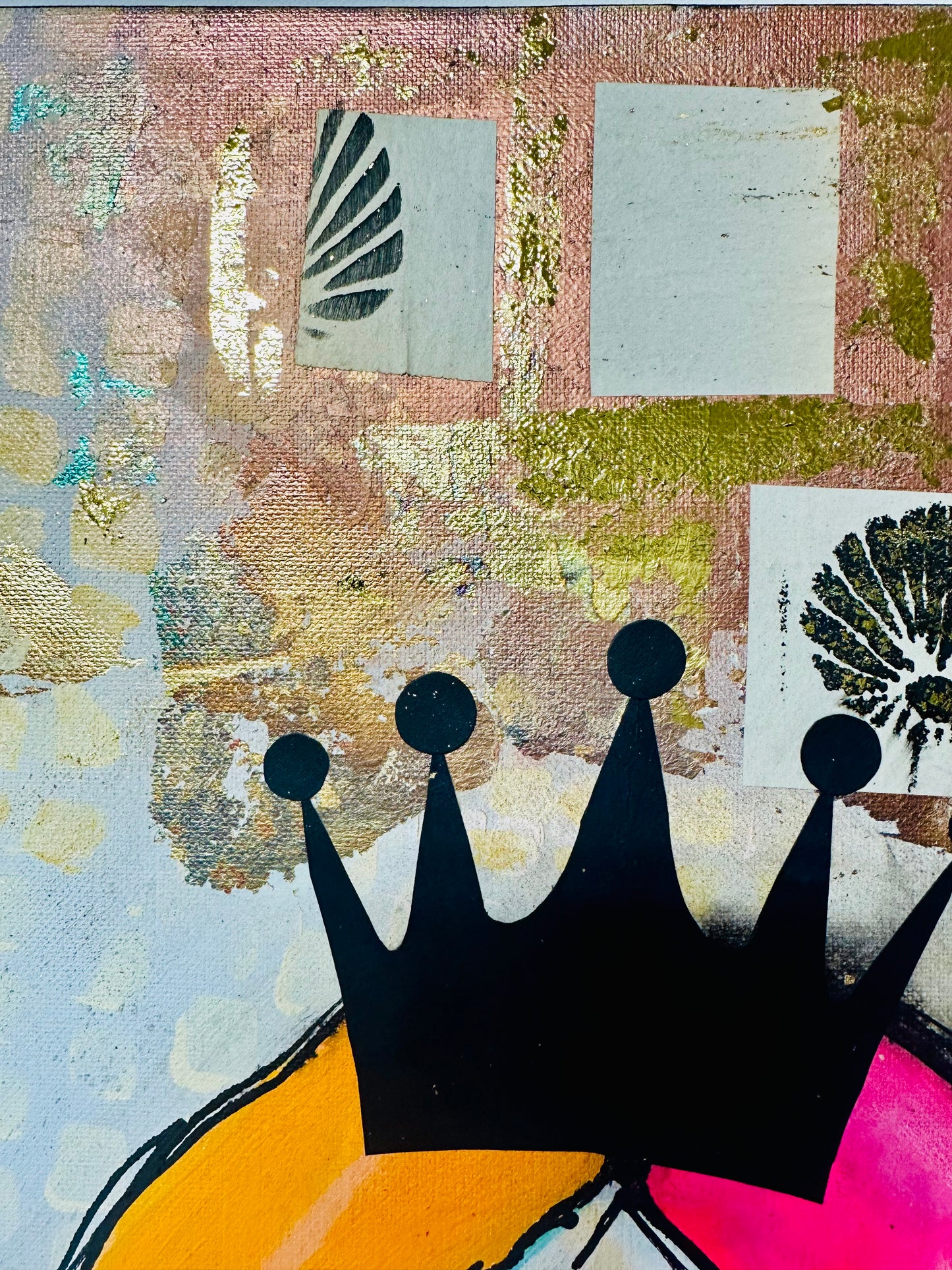 Original, signed painting-24x36” painted edge canvas: Abstract portrait w/ mixed media