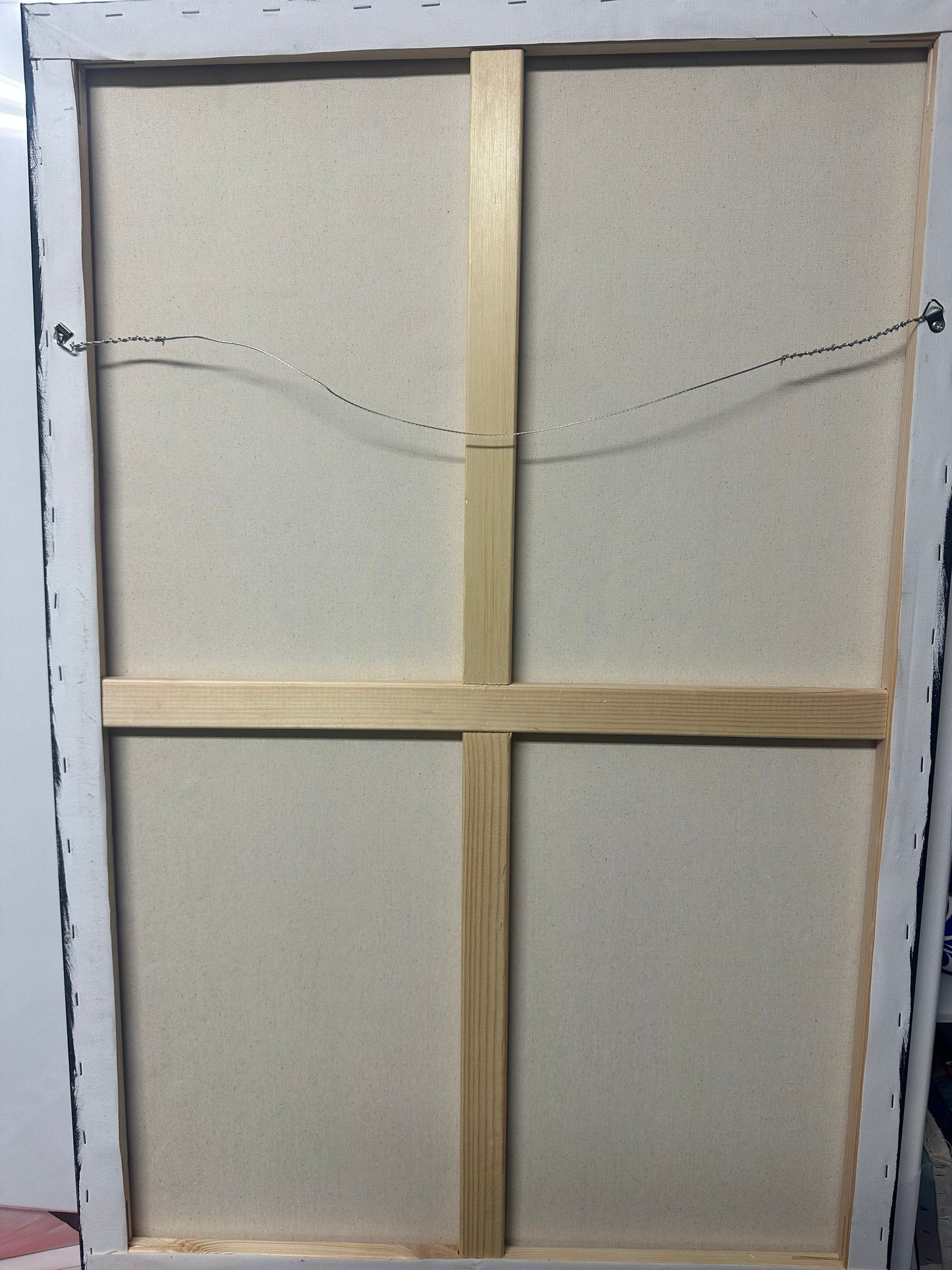 Original, signed painting-24x36” painted edge canvas: Abstract portrait w/ mixed media