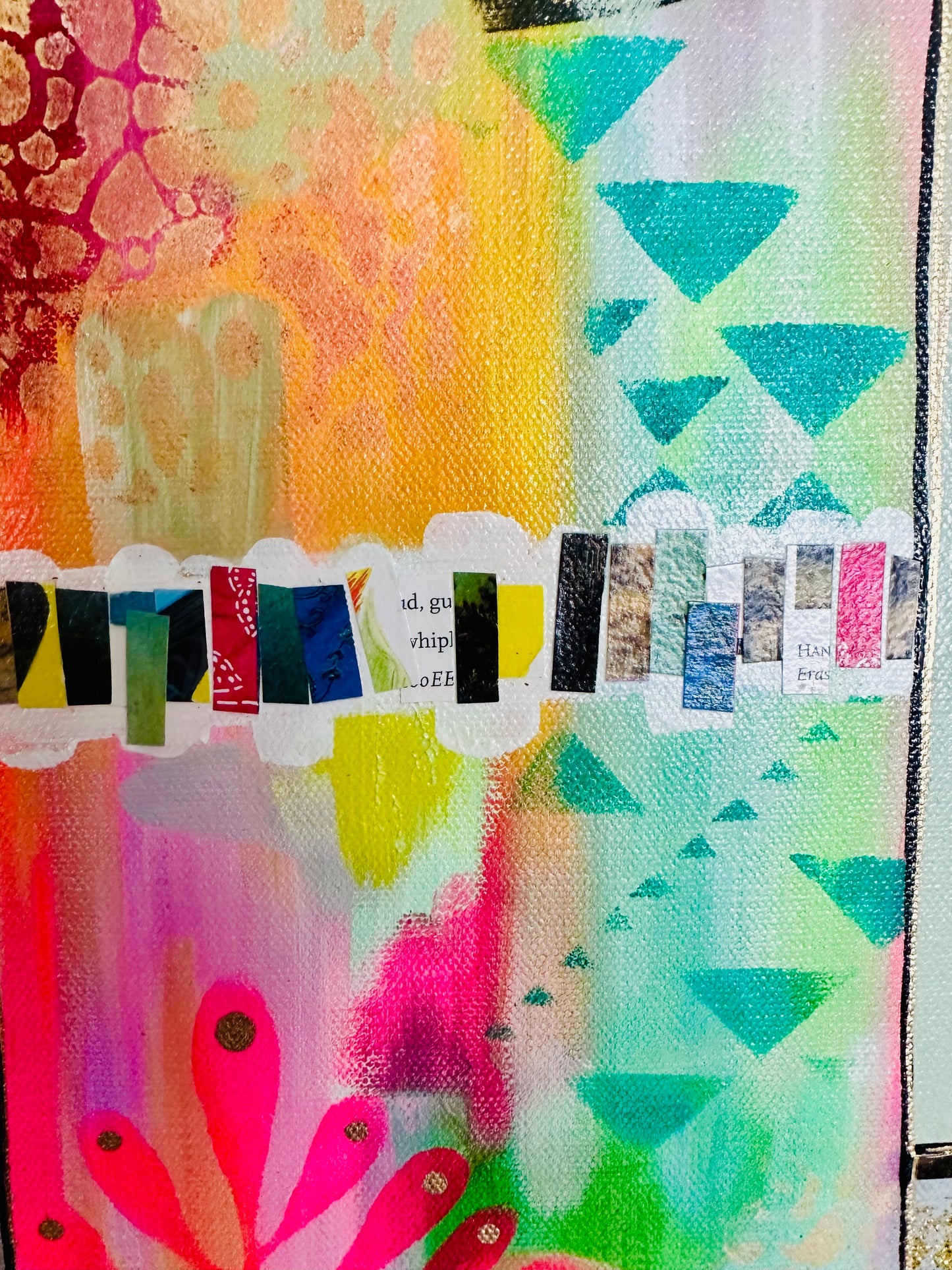 Original, signed painting-18x24” painted edge canvas: Abstract portrait w/ mixed media