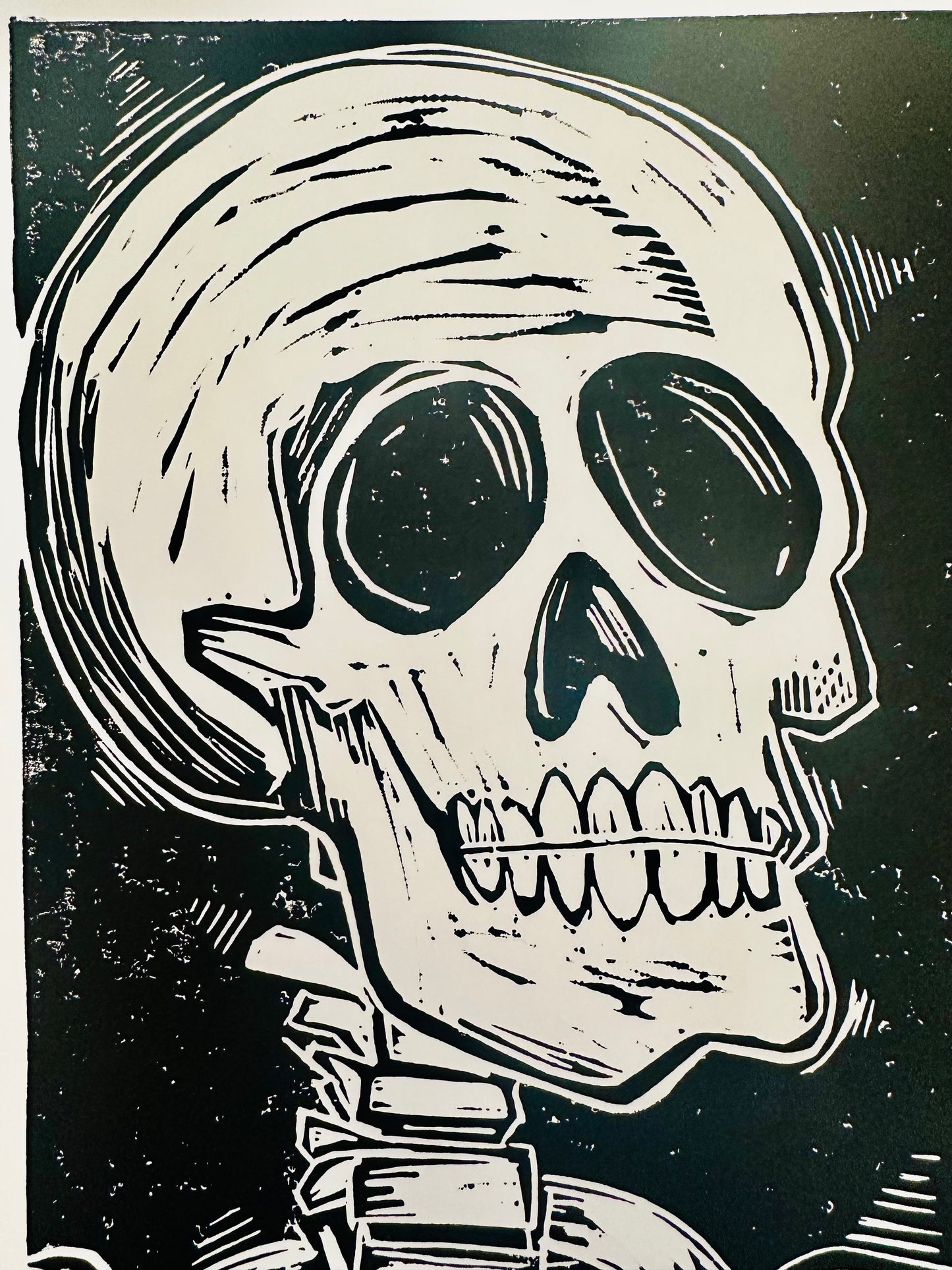 Original, hand-carved & pulled linocut block print - Unframed, 11x14 print or 13x16 framed - “Dead Inside”Abstract  Portrait.