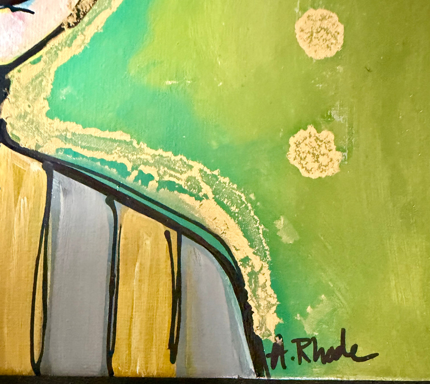 Original, signed painting on canvas  Abstract portrait w/mixed media - square 12x12”