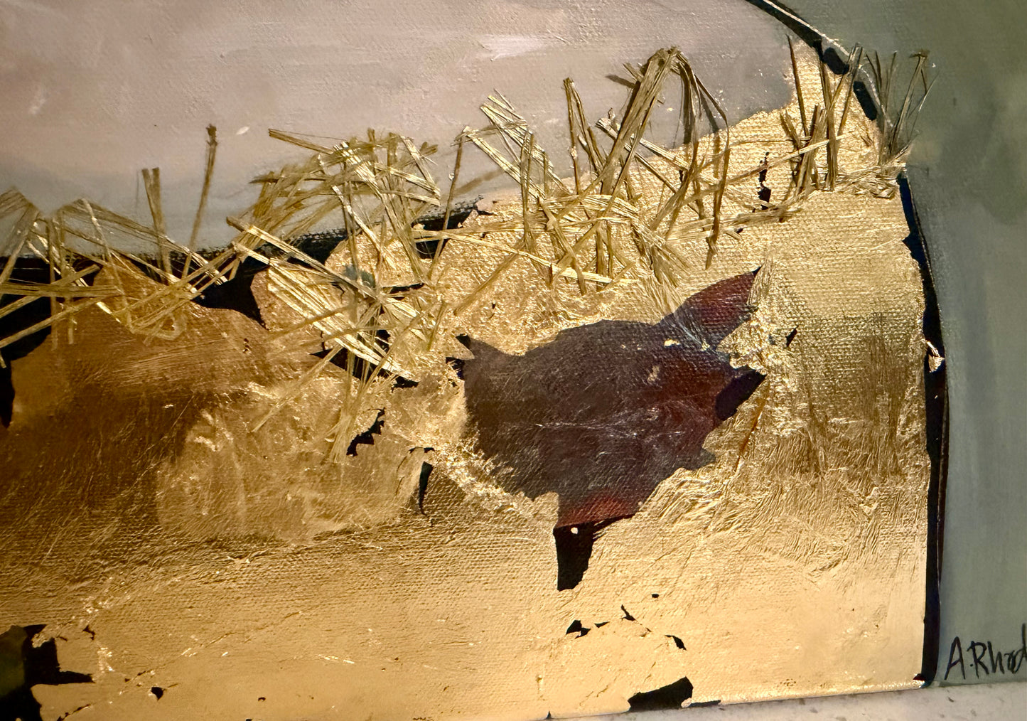 Original, signed painting-24x30” painted edge canvas: Abstract portrait w/ mixed media