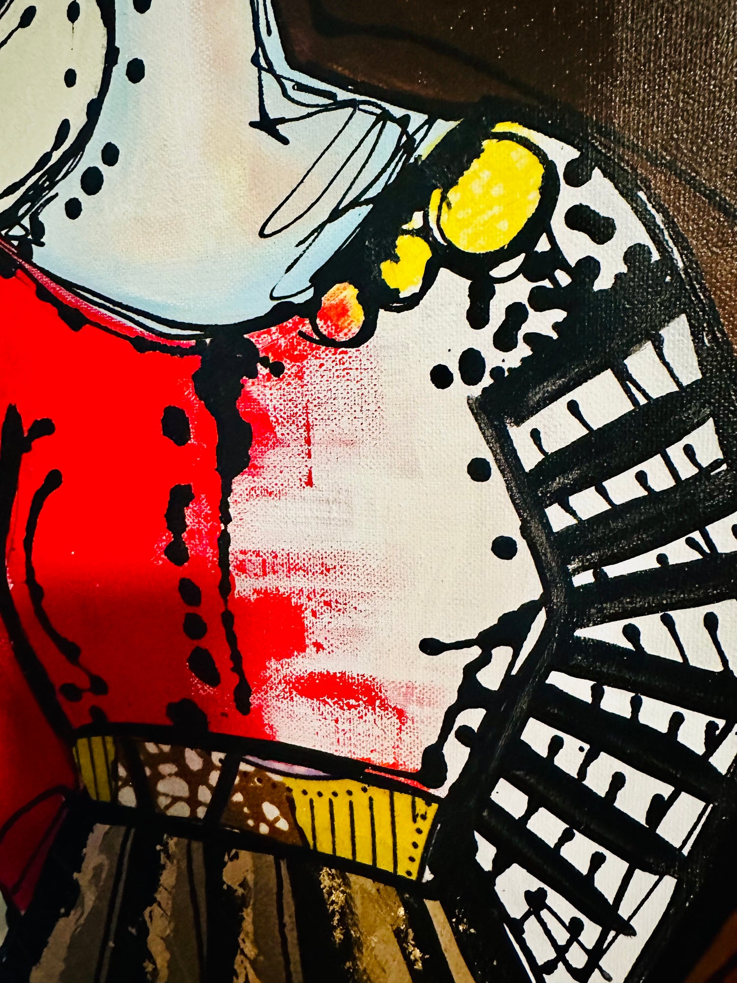 Original, signed painting-24x48”- gallery edge canvas: Abstract portrait w/ mixed media.