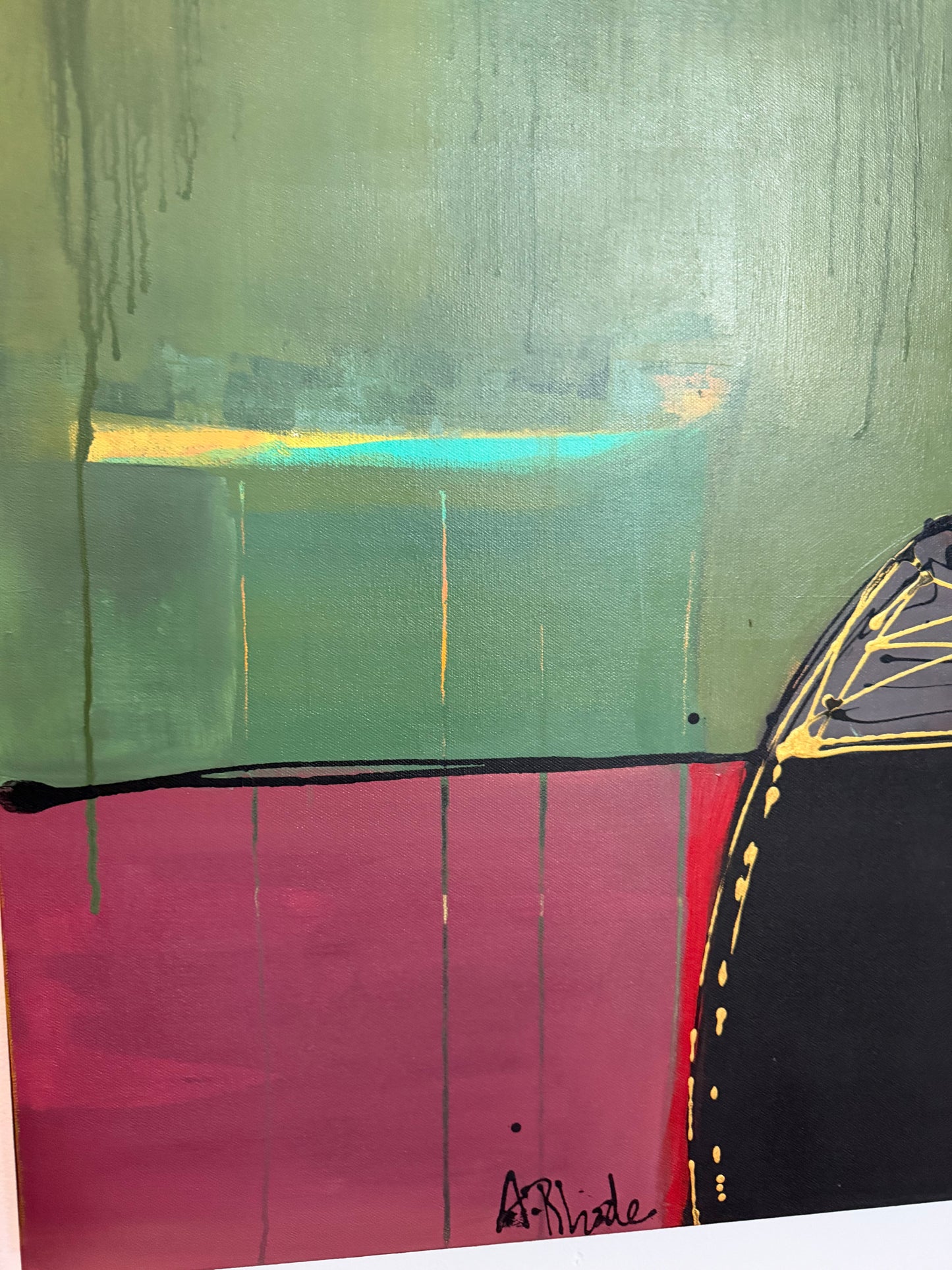 48x48” Original signed painting-wide gallery edge canvas Abstract portrait, acrylic w/mixed media