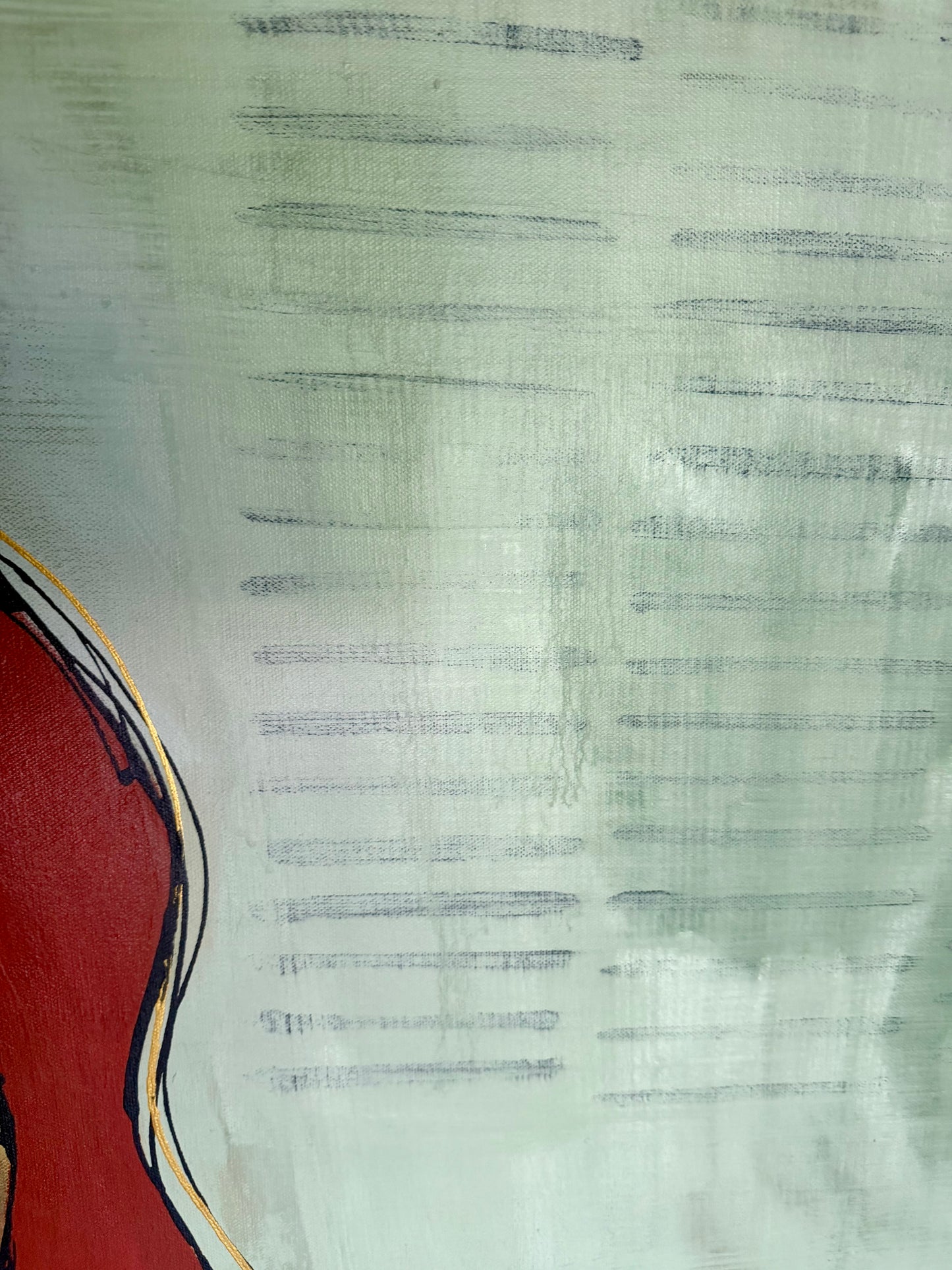 48x48” Original signed painting-wide gallery edge canvas Abstract portrait, acrylic w/mixed media