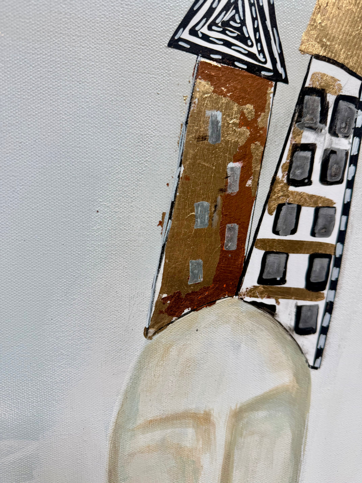 "Dispositions" Large, Original, signed painting-36x48” wide edge gallery canvas: Abstract portraits with mixed media